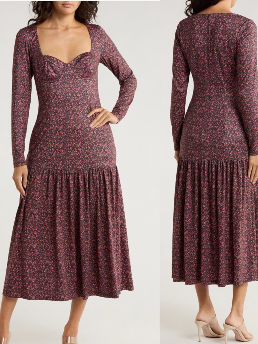Anthropologie HUTCH Chase Tiered Long Sleeve‎ Floral Midi Cottage Dress M NWT